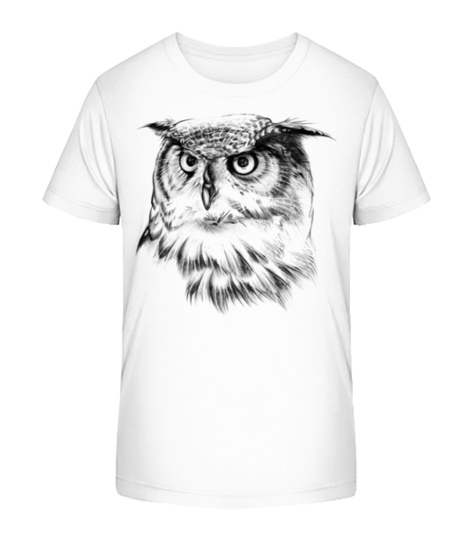 Realistic Owl - Kid's Bio T-Shirt Stanley Stella - White - Front