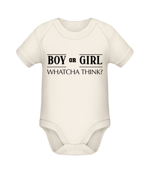 Boy Or Girl - Whatcha Think? Black/White - Baby Bio Strampler - Creme - Vorne
