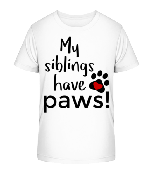 My Siblings Have Paws - Kinder Bio T-Shirt Stanley Stella - Weiß - Vorne