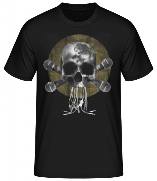 Totenkopf Mit Mikrofonen - Männer Basic T-Shirt - Schwarz - Vorne
