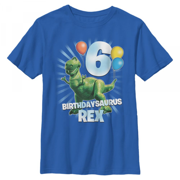 Pixar - Toy Story - Rex Ballon 6 - Geburtstag - Kinder T-Shirt - Royalblau - Vorne