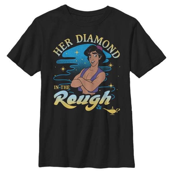 Disney Classics - Aladdin - Aladdin Diamond In the Rough - Valentine's Day - Kids T-Shirt - Black - Front