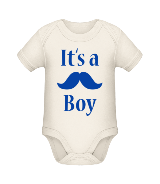 It's A Boy - Moustache - Organic Baby Body - Cream - Front