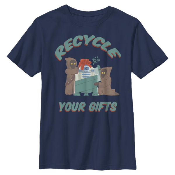 Star Wars - R2-D2 Jawa Recycle Gifts - Weihnachten - Kinder T-Shirt - Marine - Vorne