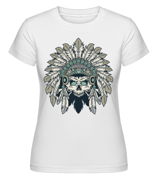 Indian Headdress Skull -  Shirtinator Women's T-Shirt - White - Front