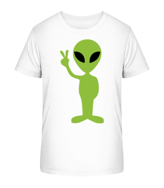 Alien Peace Sign - Kid's Bio T-Shirt Stanley Stella - White - Front