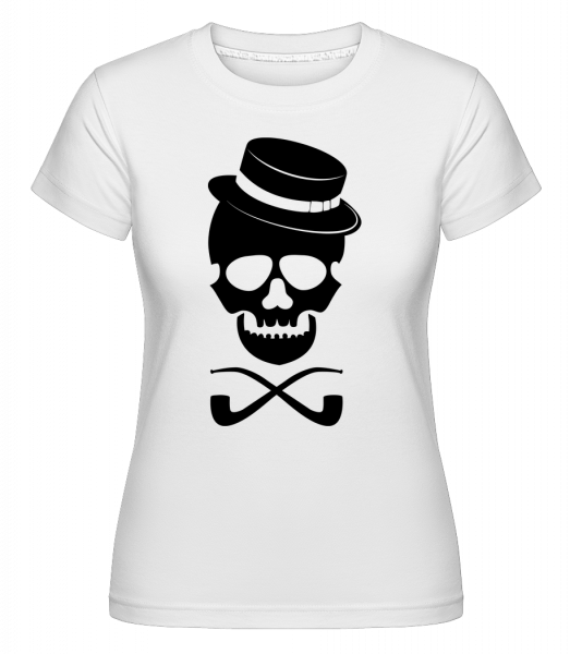 Skull With Hat -  Shirtinator Women's T-Shirt - White - Front