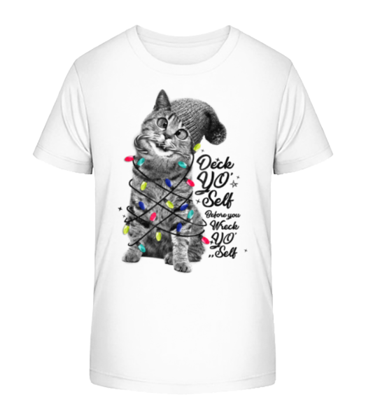 Cat Christmas - Kid's Bio T-Shirt Stanley Stella - White - Front