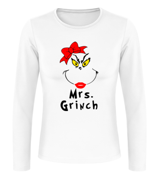 Mrs. Grinch - Frauen Longsleeve Basic - Weiß - Vorne