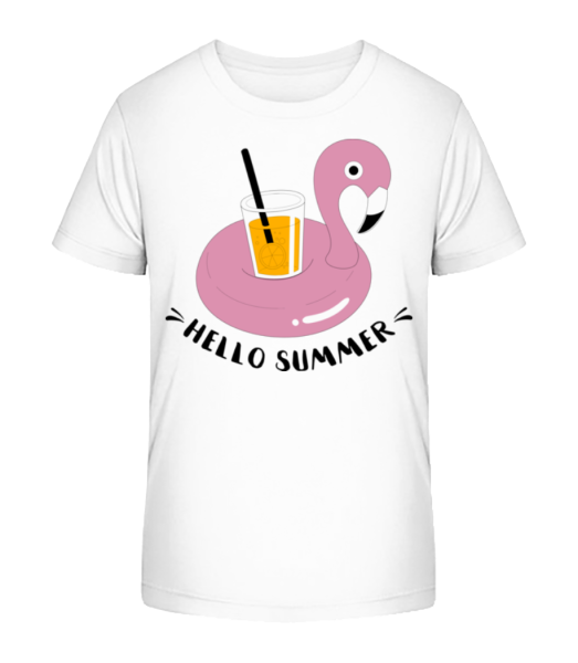 Hello Summer Flamingo - Kid's Bio T-Shirt Stanley Stella - White - Front