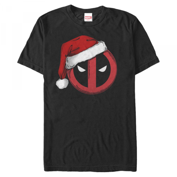 Marvel - Deadpool - Deadpool Santa Hat - Christmas - Men's T-Shirt - Black - Front