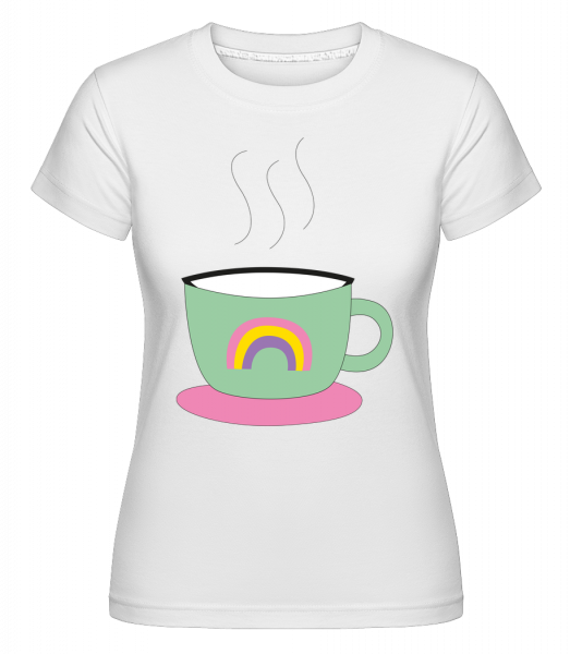 Regenbogen Kaffee Tasse - Shirtinator Frauen T-Shirt - Weiß - Vorn