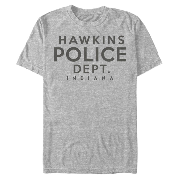 Netflix - Stranger Things - Hawkins Police Department - Männer T-Shirt - Grau meliert - Vorne