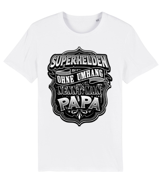 Superhelden Papa - Männer Bio T-Shirt Stanley Stella - Weiß - Vorne