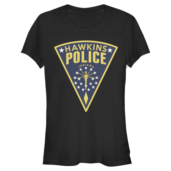 Netflix - Stranger Things - Hawkins Police Seal - Women's T-Shirt - Black - Front