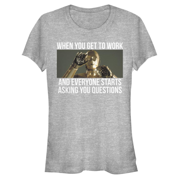 Star Wars - C-3PO Overwhelming Work - Frauen T-Shirt - Grau meliert - Vorne