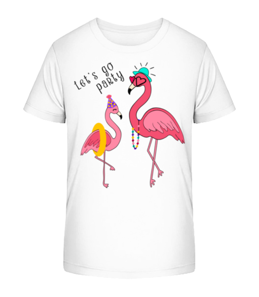 Party Flamingos - Kid's Bio T-Shirt Stanley Stella - White - Front