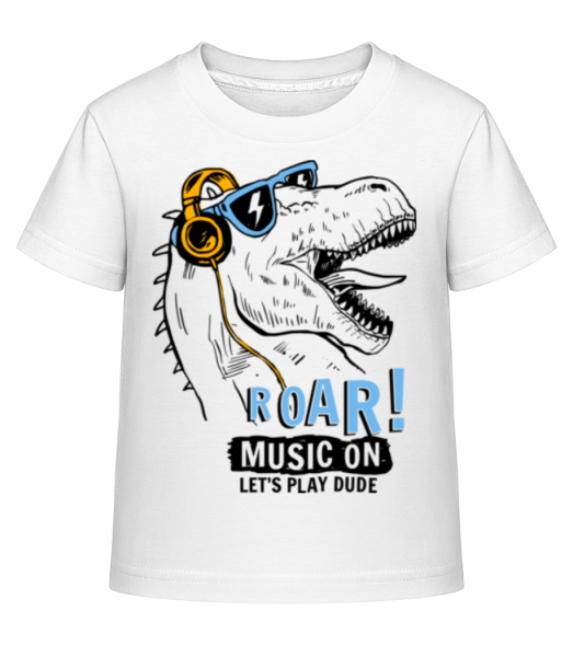 Music On Dino - Kinder Shirtinator T-Shirt - Weiß - Vorne