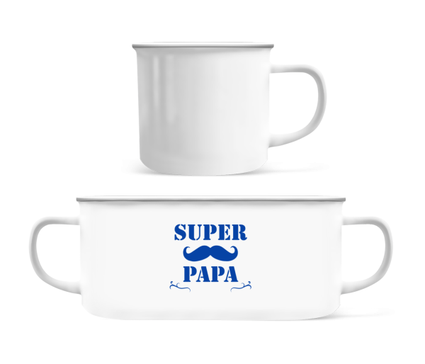 Super Papa - Moustache - Enamel-cup - White - Front