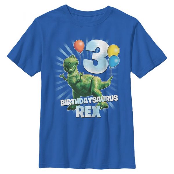 Pixar - Toy Story - Rex Ballon 3 - Geburtstag - Kinder T-Shirt - Royalblau - Vorne