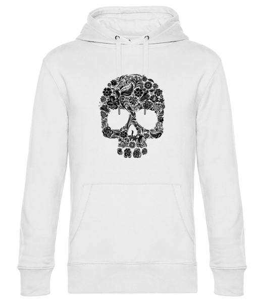 Flower Skull - Unisex Premium Hoodie - White - Front