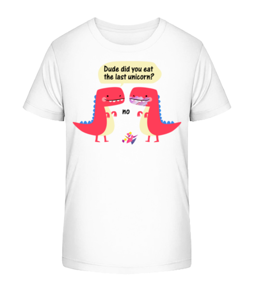 Last Unicorn And Dinosaurs - Kid's Bio T-Shirt Stanley Stella - White - Front