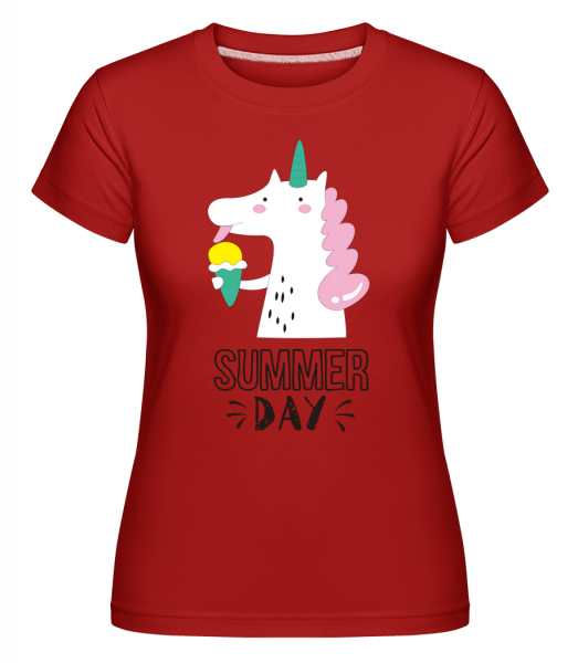 Summer Day Unicorn -  Shirtinator Women's T-Shirt - Red - Front