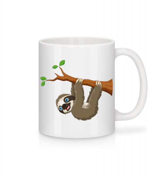Cute Sloth Hanging On A Branch - Mug - White - Front