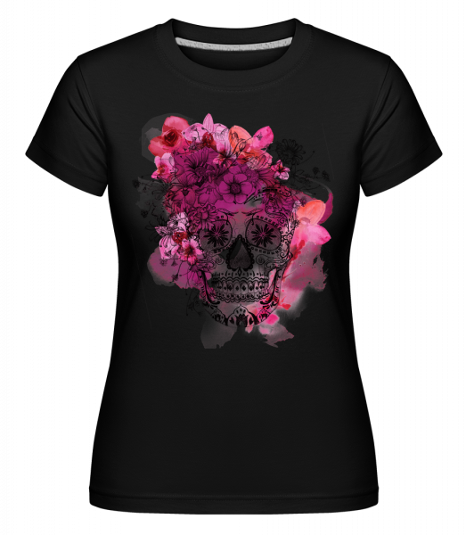 Día de los Muertos Skull -  Shirtinator Women's T-Shirt - Black - Front