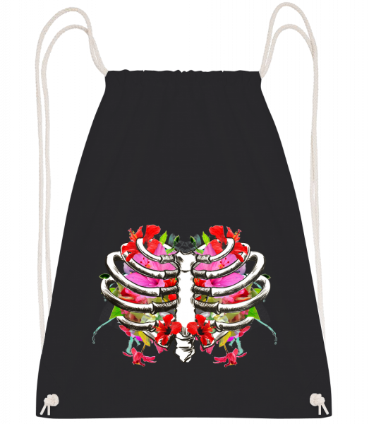 Flowers Lung - Drawstring Backpack - Black - Vorn