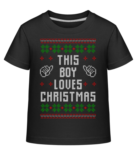 This Boy Loves Christmas - Kid's Shirtinator T-Shirt - Black - Front