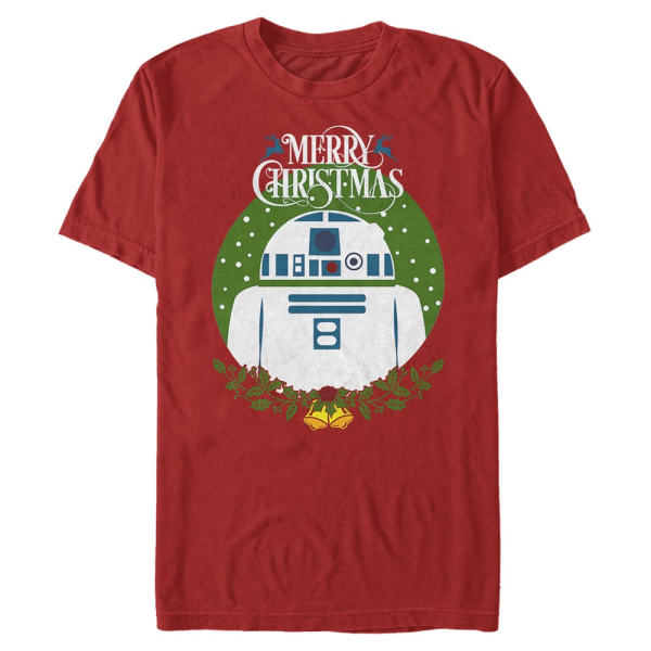 Star Wars - R2-D2 R2 Wreath - Weihnachten - Männer T-Shirt - Rot - Vorne