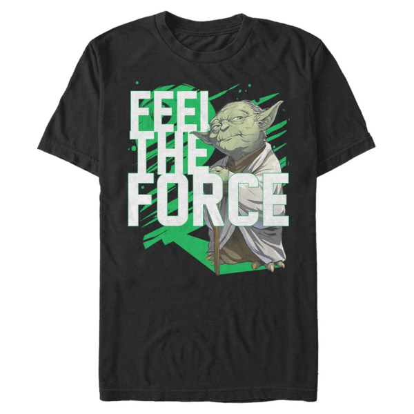 Star Wars - Yoda Force Stack - Männer T-Shirt - Schwarz - Vorne