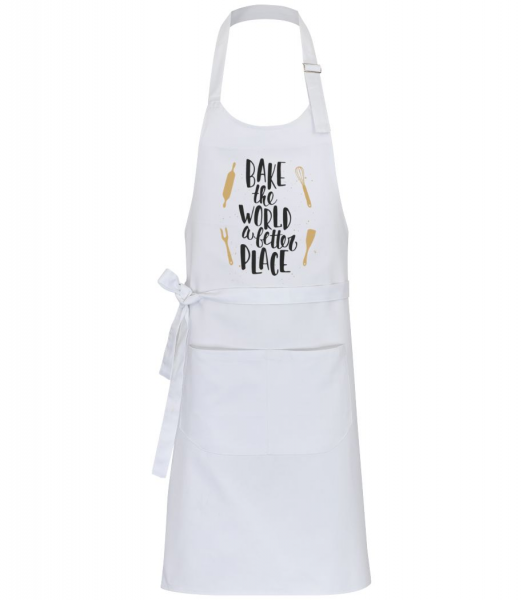 Bake The World A Better Place - Professional Apron - White - Front