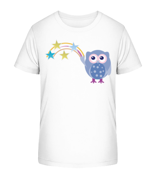 Cute Owl With Stars - Kid's Bio T-Shirt Stanley Stella - White - Front