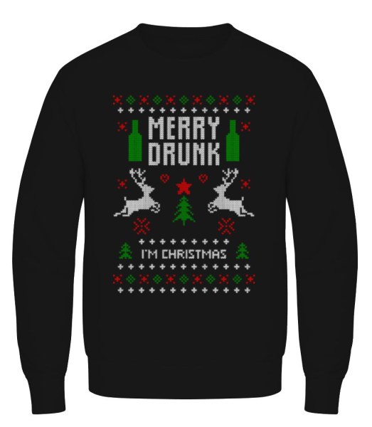 Merry Drunk I Am  Christmas - Men's Sweatshirt - Black - Front