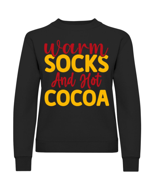 Warm Socks Hot Cocoa - Frauen Pullover - Schwarz - Vorne