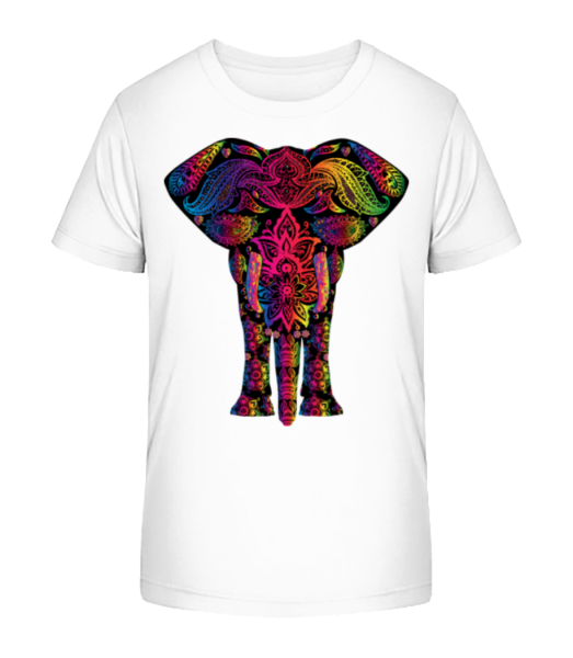 Colorful Elephant - Kid's Bio T-Shirt Stanley Stella - White - Front