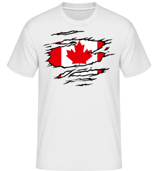 Ripped Flag Canada - Shirtinator Männer T-Shirt - Weiß - Vorne