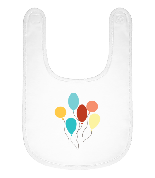 Many Balloons - Organic Baby Bib - White - Front