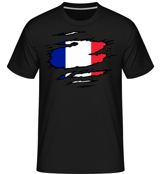 Ripped Flag France - Shirtinator Männer T-Shirt - Schwarz - Vorne