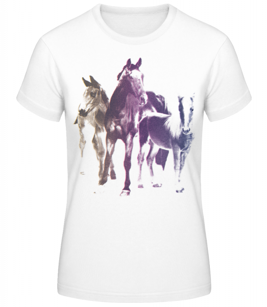 Polaroid Pferde - Frauen Basic T-Shirt - Weiß - Vorn