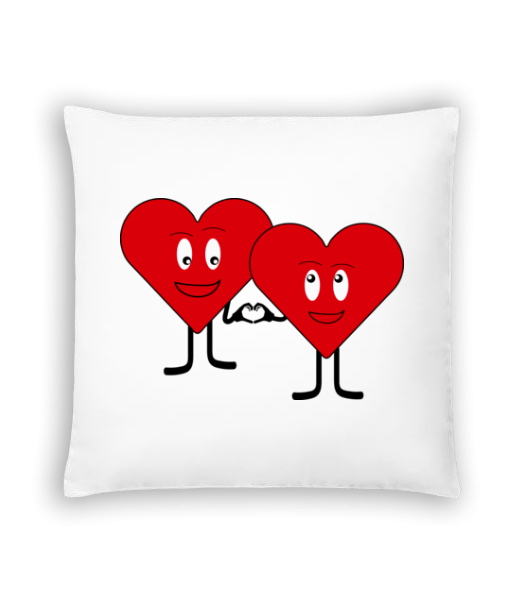 Two Hearts Love Each Other - Cushion - White - Front