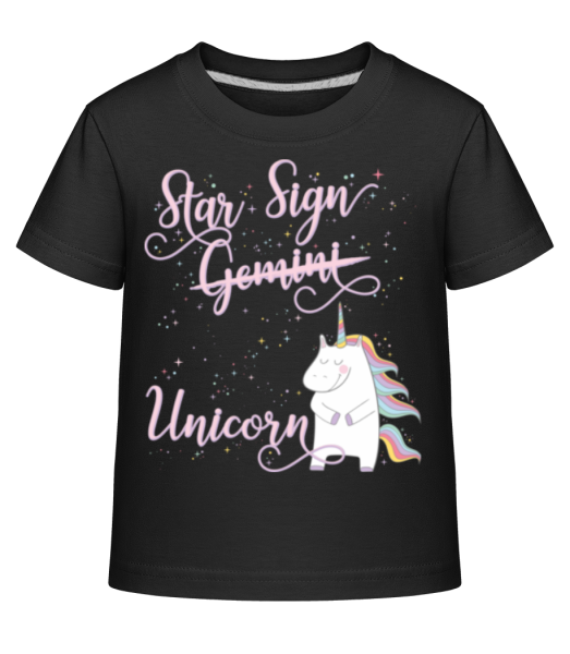Star Sign Unicorn Gemini - Kid's Shirtinator T-Shirt - Black - Front
