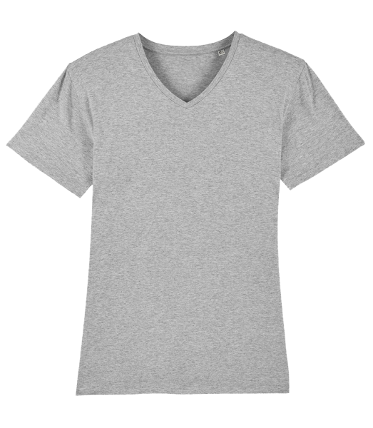 Men's V-Neck Organic T-Shirt - Heather grey - Front
