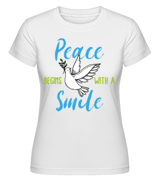 Peace Begins With A Smile -  Shirtinator Women's T-Shirt - White - Front