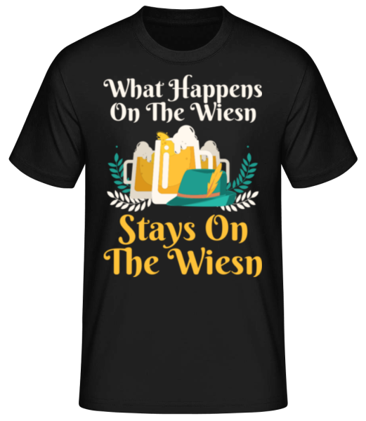 What Happens On The Wiesn - Männer Basic T-Shirt - Schwarz - Vorne