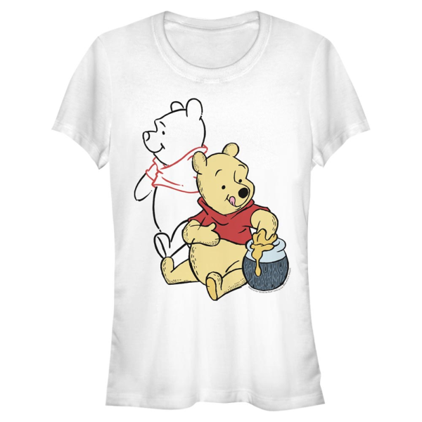 Disney - Winnie Puuh - Medvídek Pú Pooh Line art - Frauen T-Shirt - Weiß - Vorne
