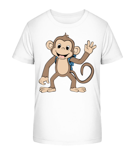 Cute Monkey With Bag - Kid's Bio T-Shirt Stanley Stella - White - Front