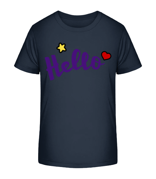 Hello Sign Purple - Kinder Bio T-Shirt Stanley Stella - Marine - Vorne